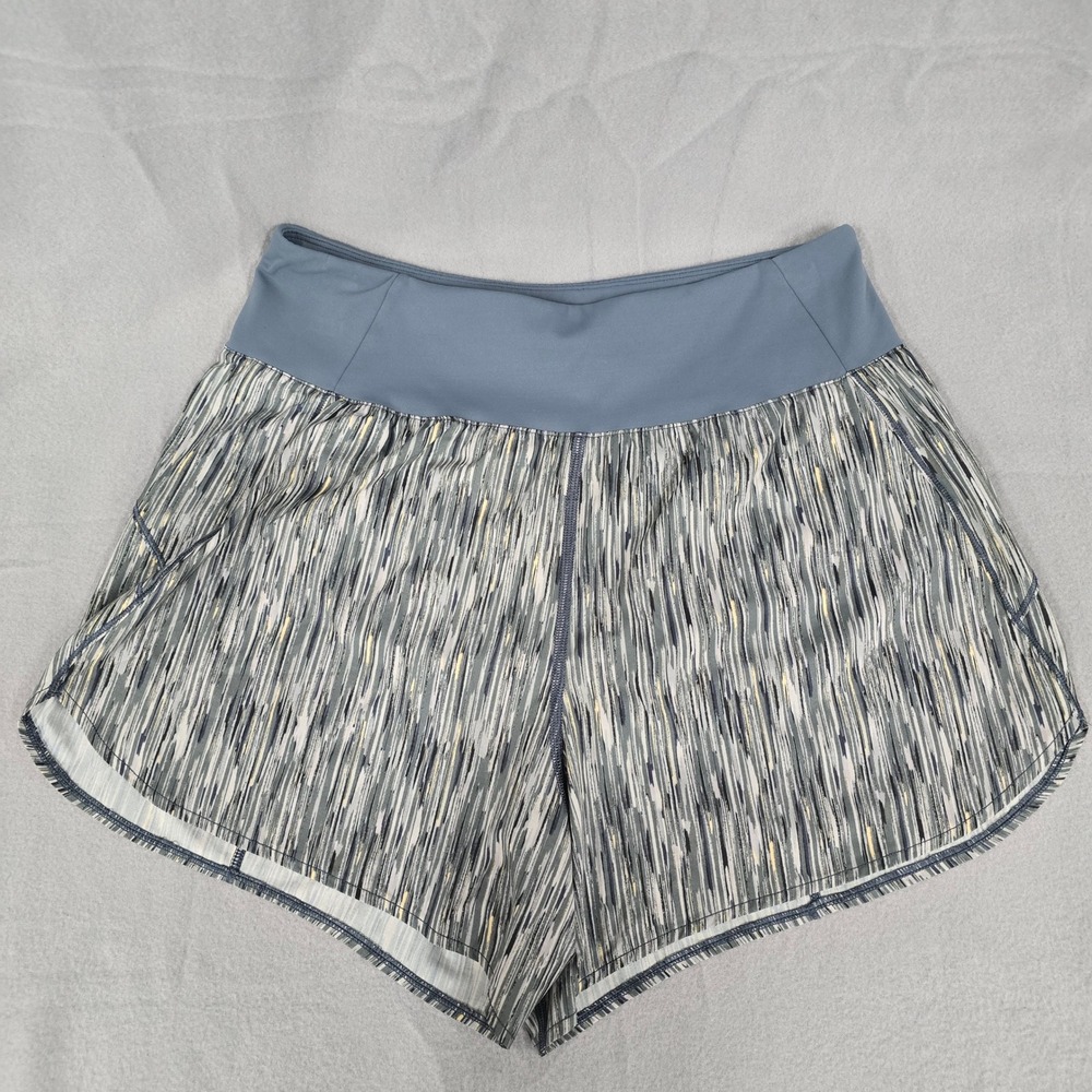 Spanx Get Moving Gray Streak Print Running Shorts Zipper Pocket Womens Medium